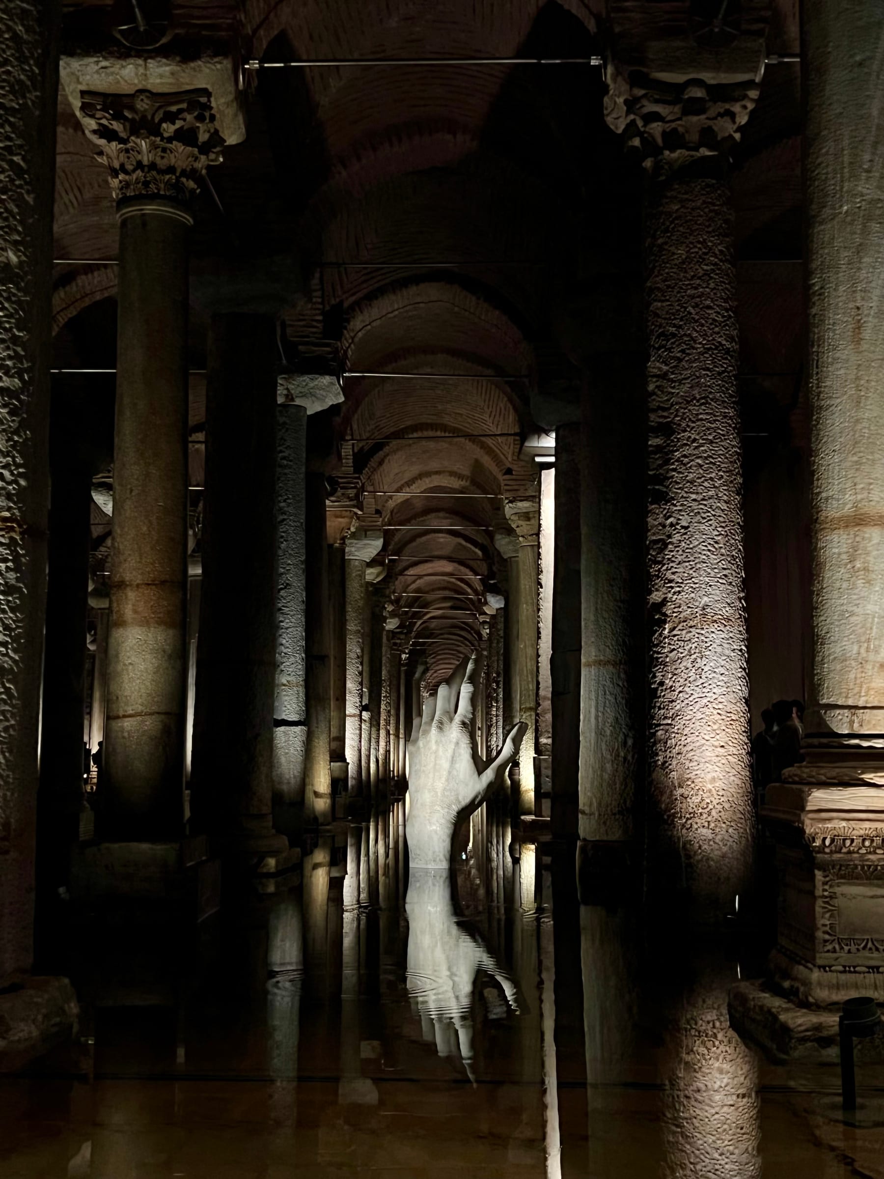 Reflections among the columns of the Basilica Cistern in Istanbul